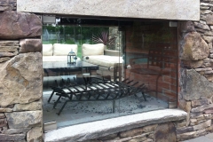 Custom glass doors for Exterior Fireplace
