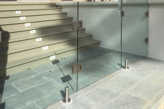 glass railing at entry outside