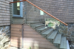 glass railing outside along outdoor stairs